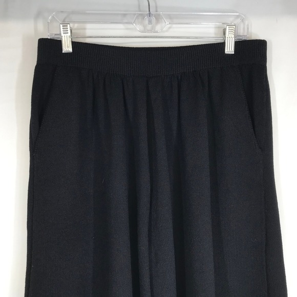 St John Collection Marie Gray Black Santana Knit Wide Leg Shorts Womens 14 USA - Picture 2 of 8